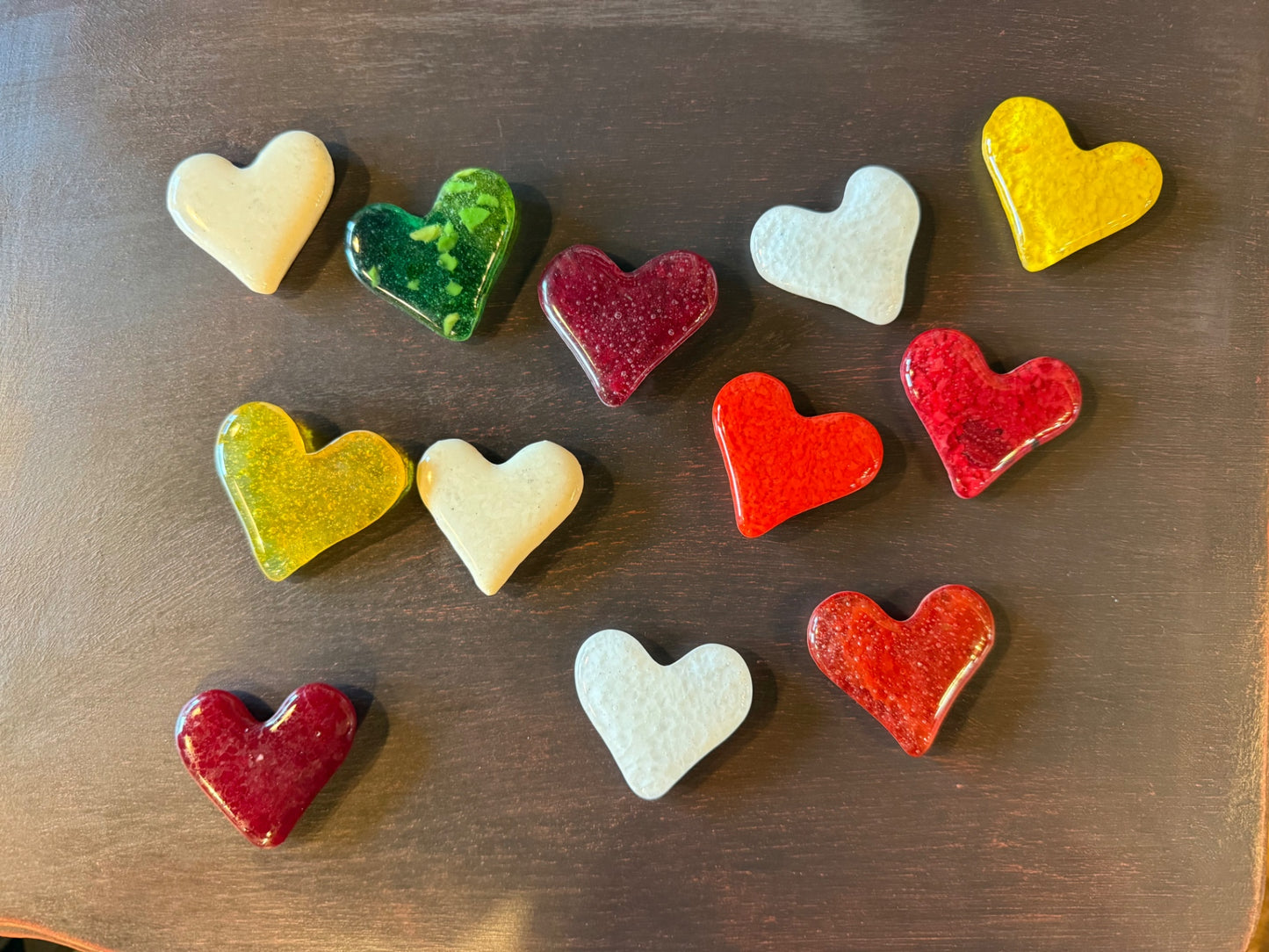 Glass Hearts, recycled glass