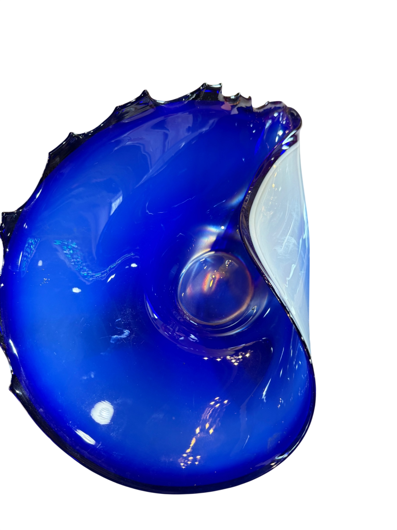 Cobalt Blue Freeform Art Glass Bowl