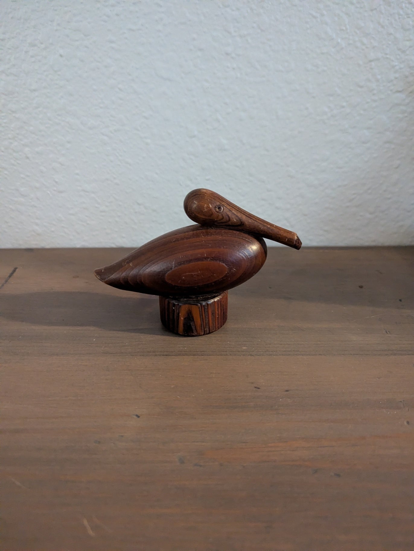 Vtg. Hand Carved Cypress Wood Pelican