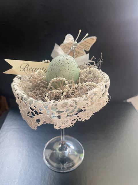 Artisan Nest with Egg, Beautiful and Butterfly