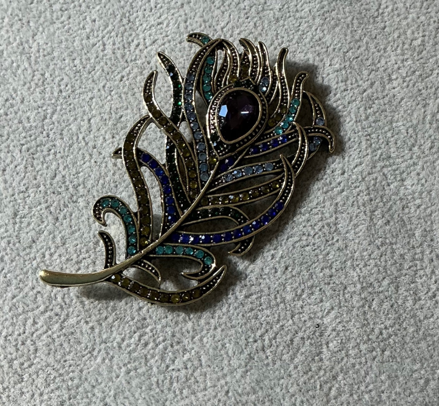 Crystal Feather Brooch