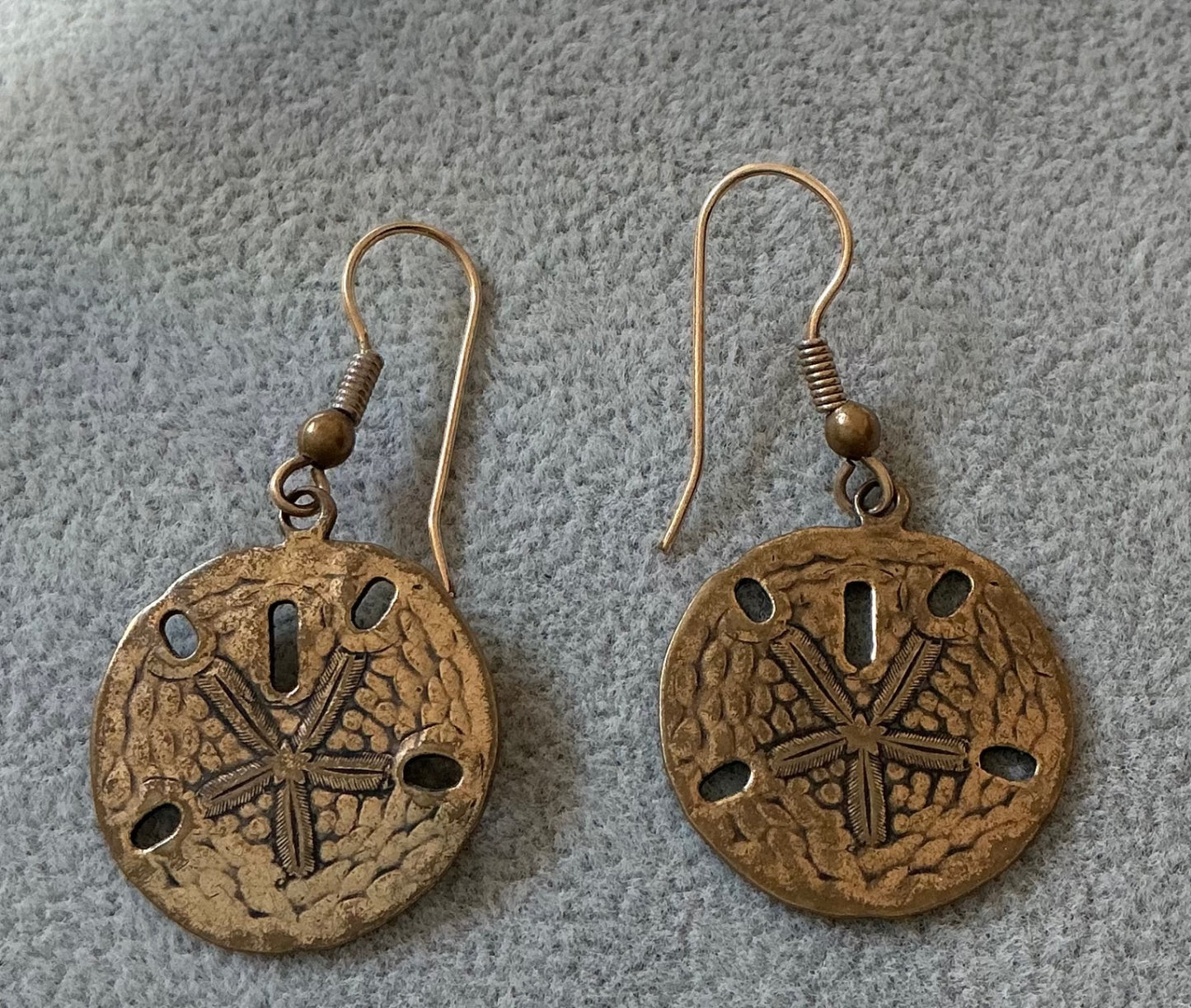 Bronze “sand dollar” design dangle earrings
