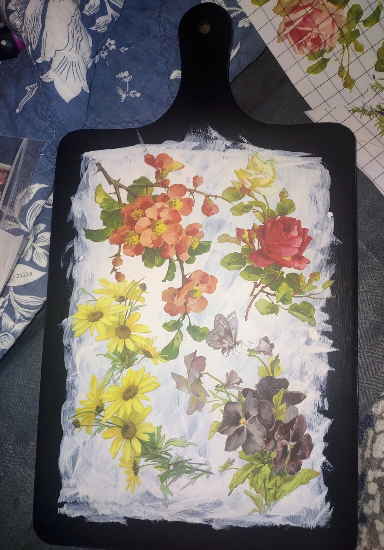 Floral bread board