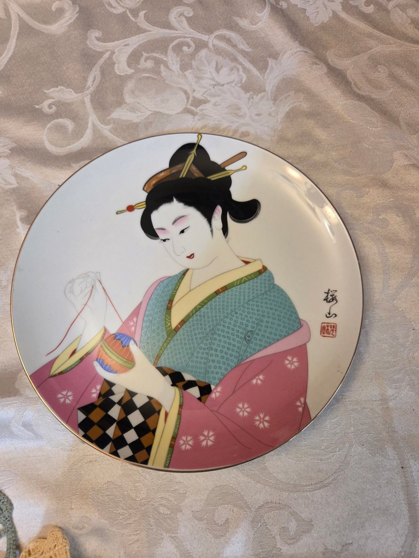 Vintage geisha plate signed,