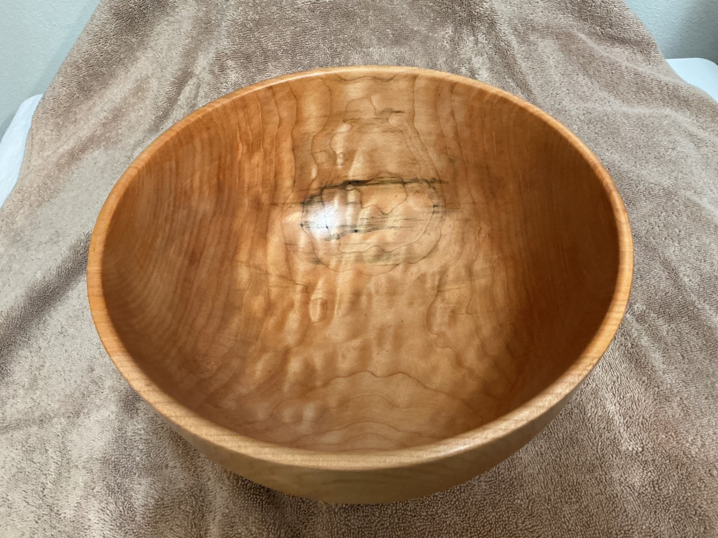 Large Figured Maple Bowl on a Footed Base