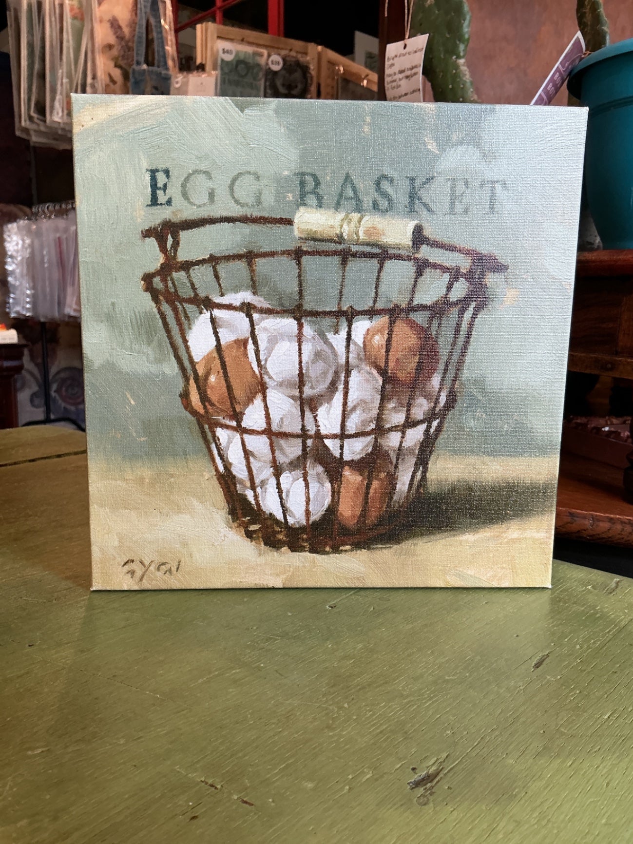 Canvas, egg basket
