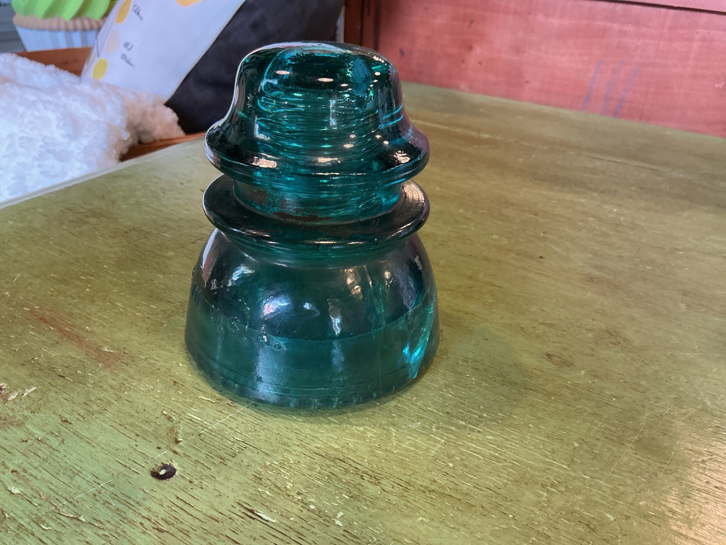 Vintage Glass Teal Insulator