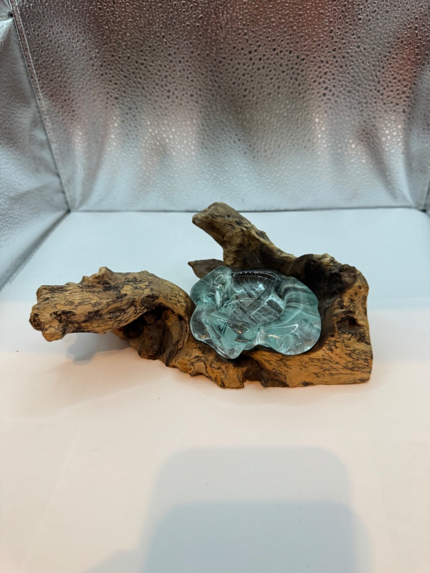 One of a kind Glass and Driftwood Votive