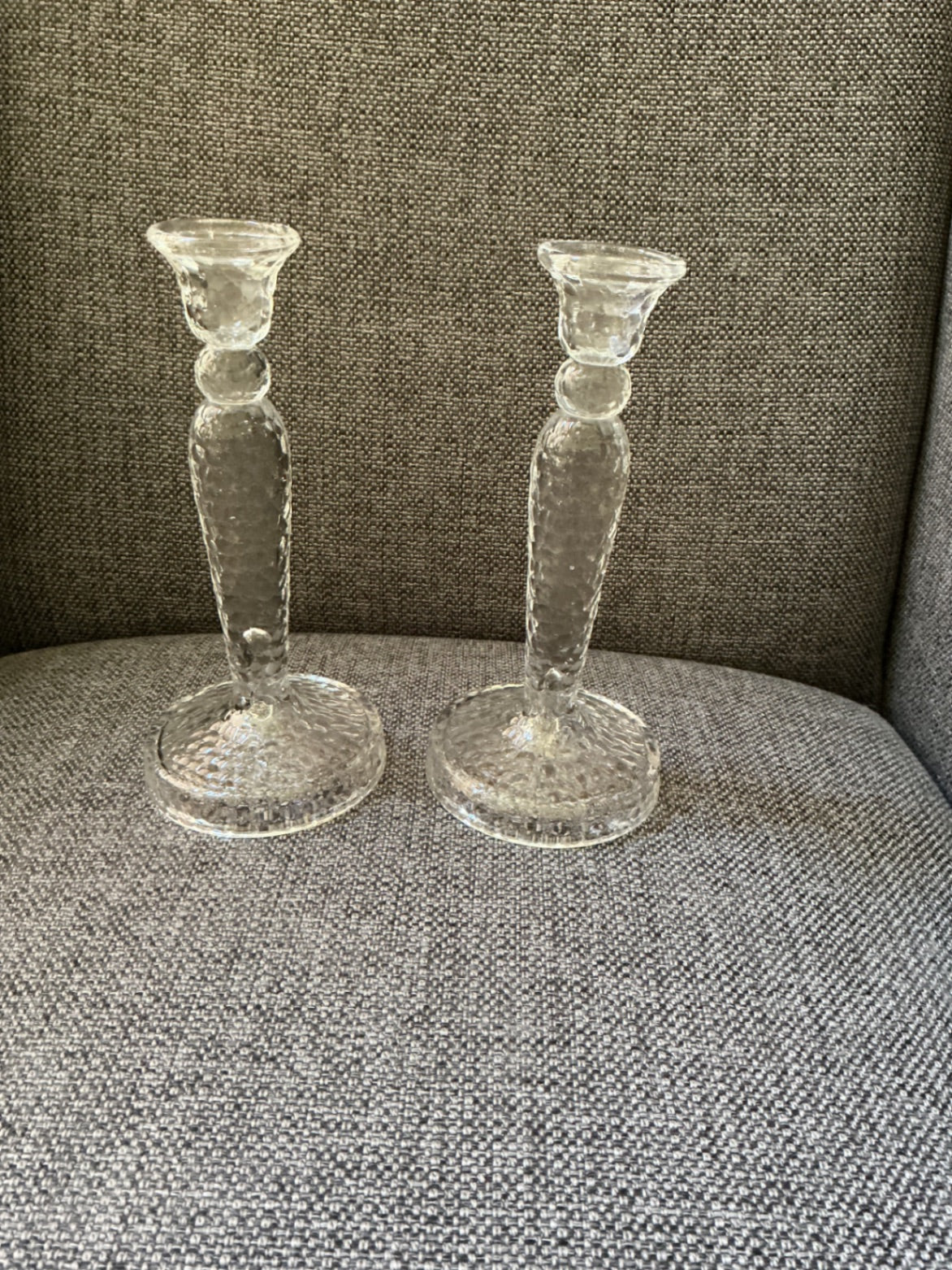 Mid-Century Modern Textured Pebble Candlesticks
