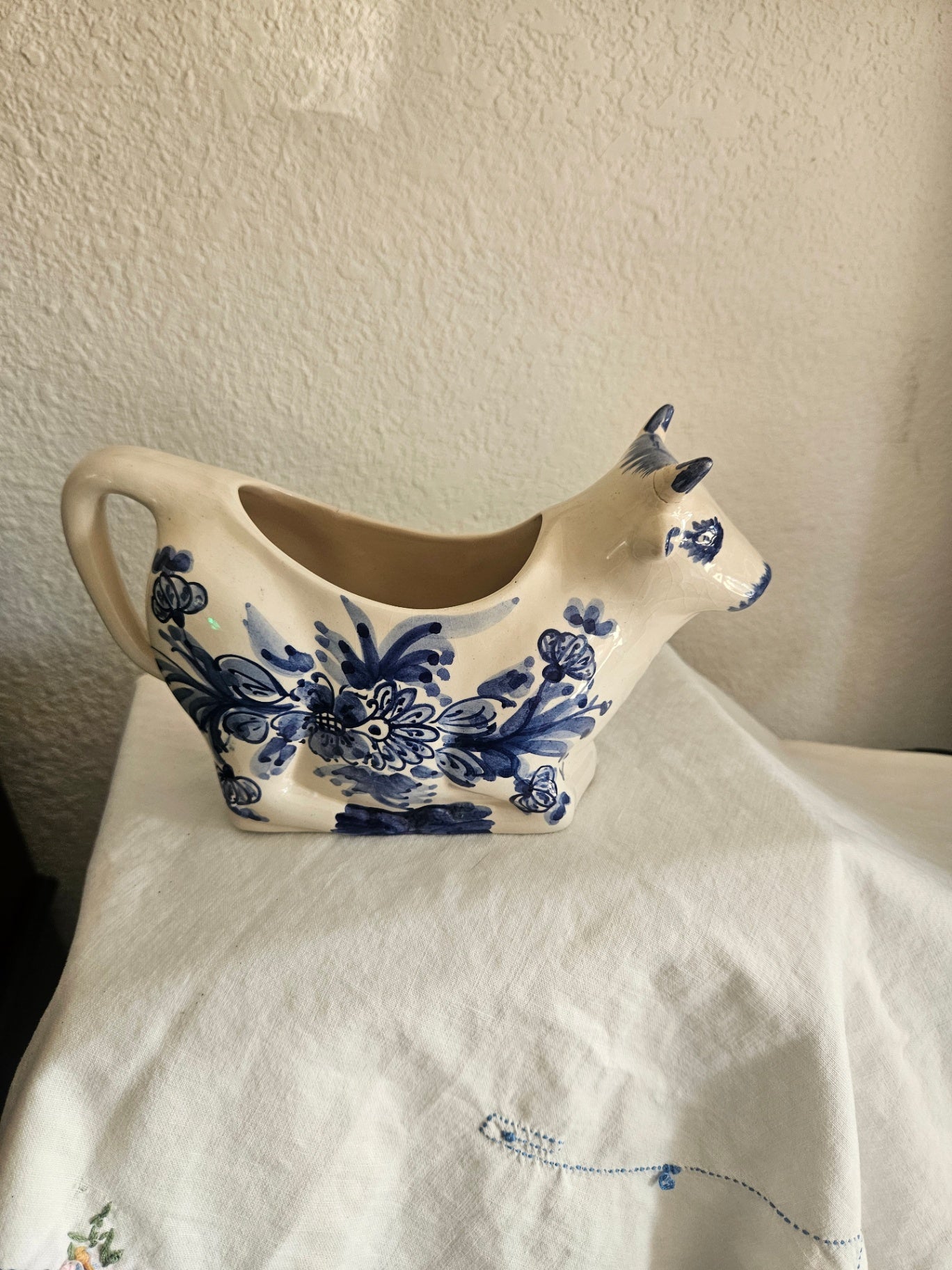 Ceramic Blue and Cream Cow