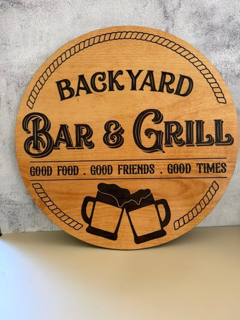 Backyard Bar & Grill Wooden Sign