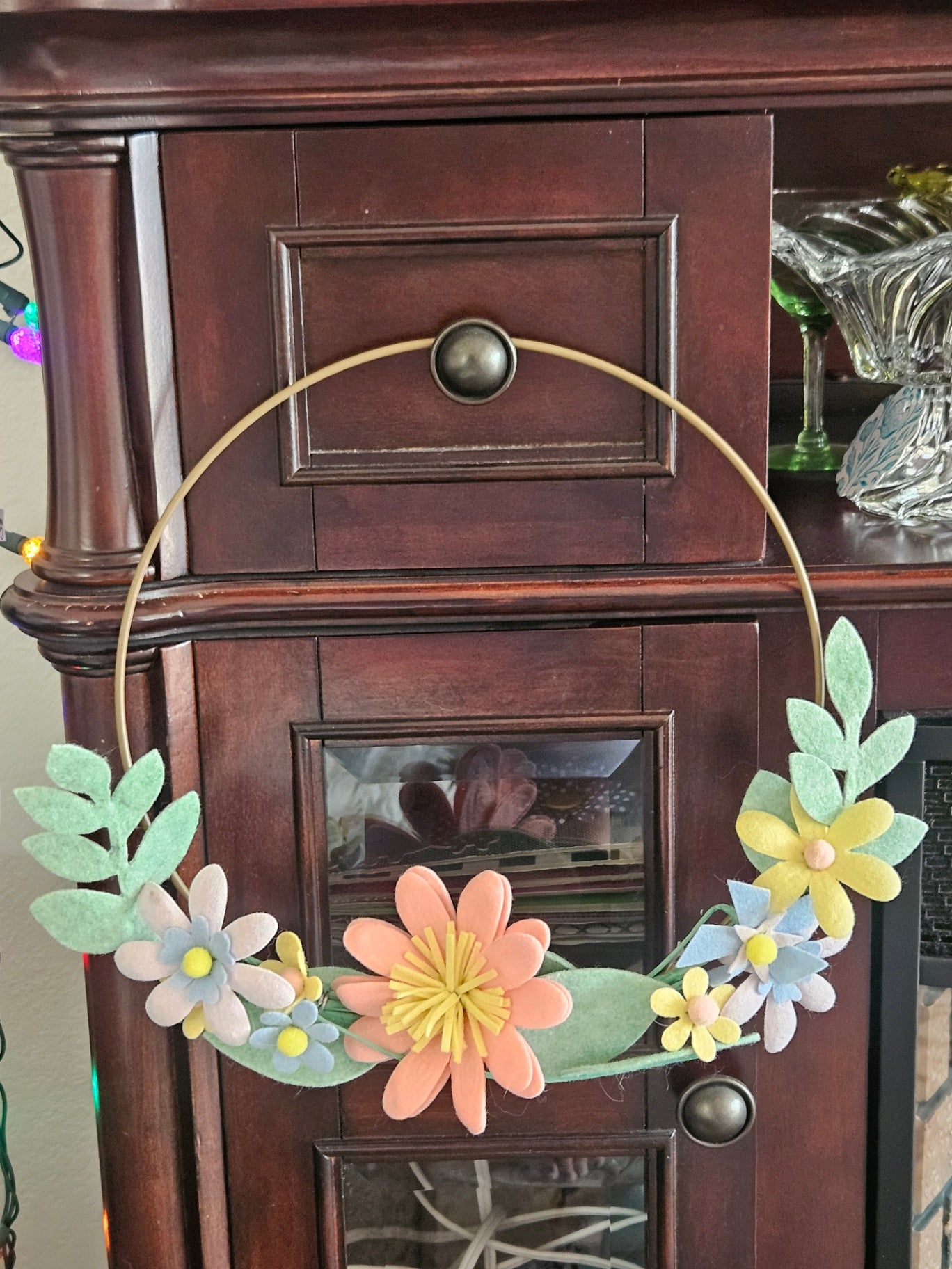 Metal Ring Wreath/Felt Florals