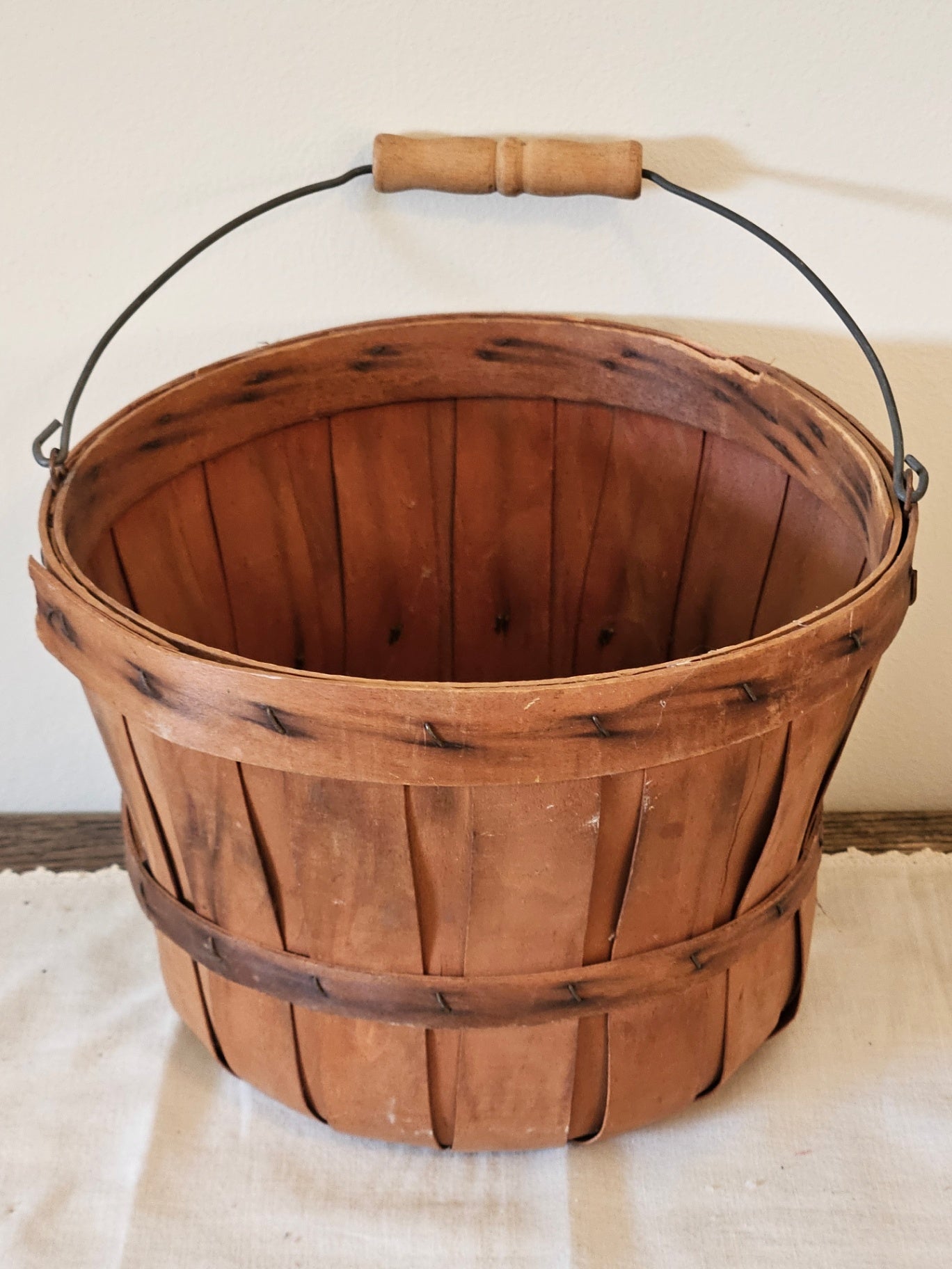 Wooden slat basket small