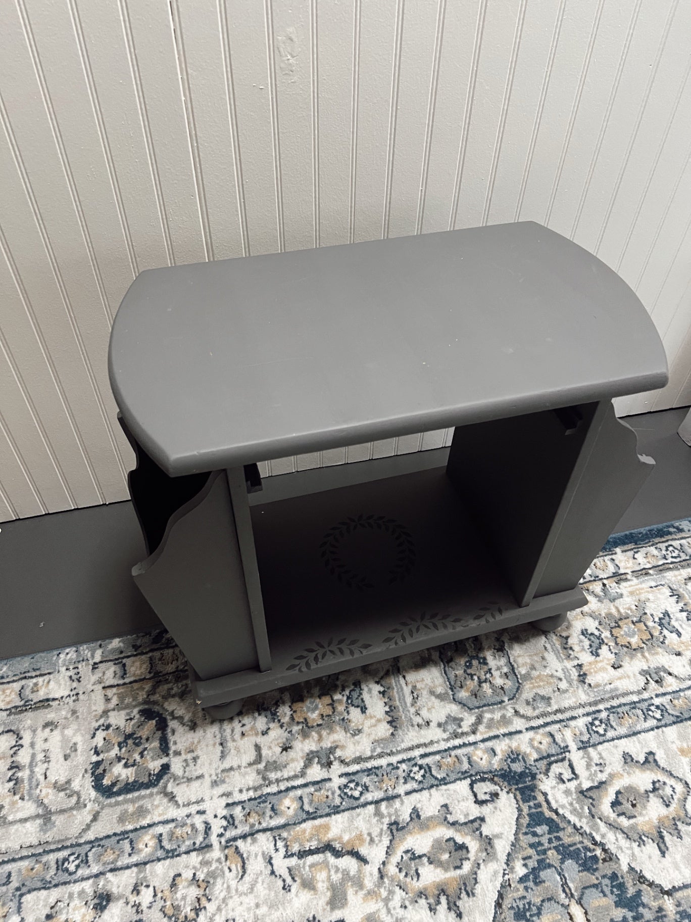 Vintage Gray Painted Magazine Table