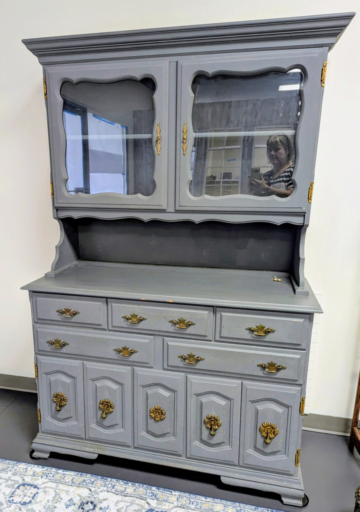 Refreshed Vtg. Sold Wood China Hutch
