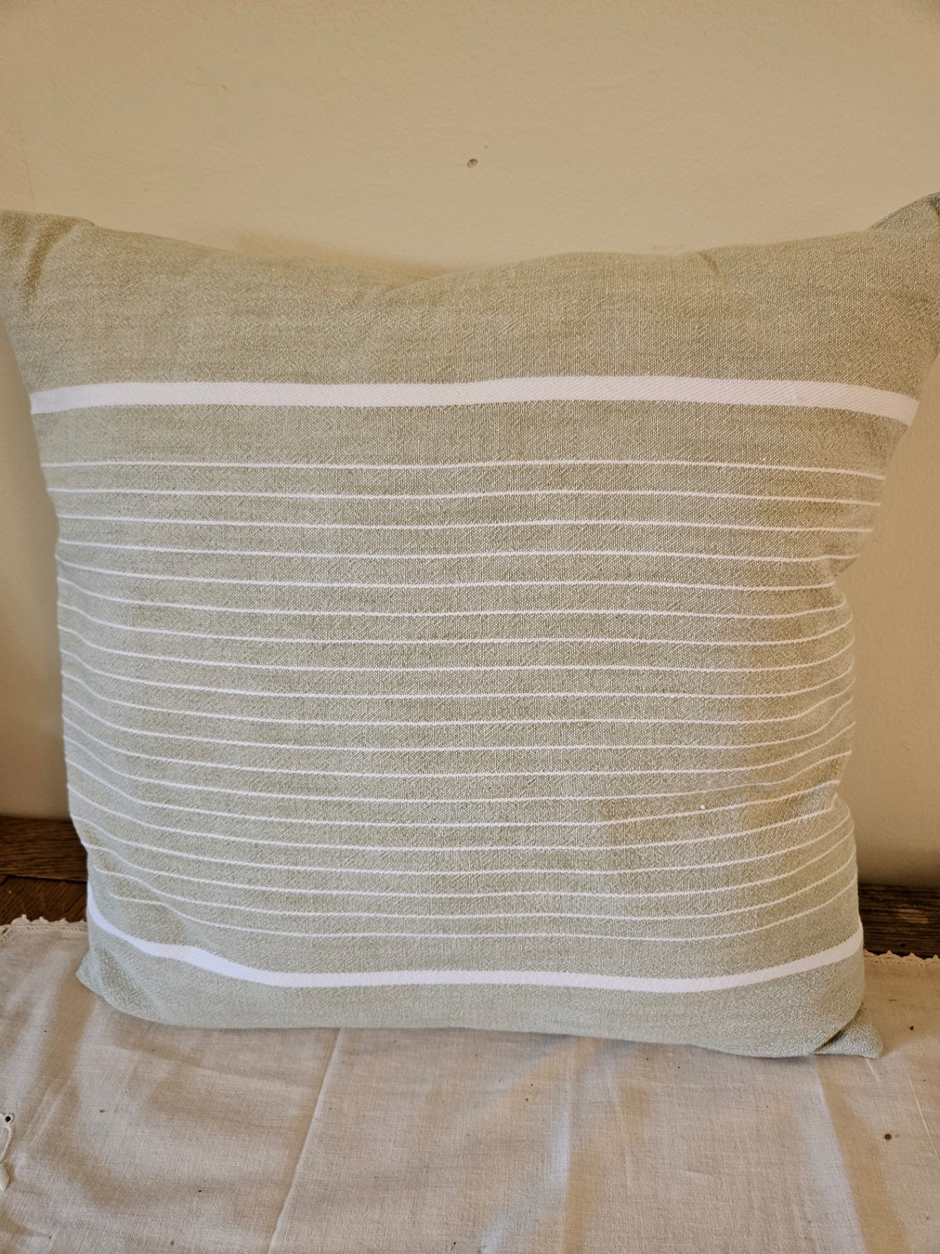 Green stripe pillow 32x32 approx