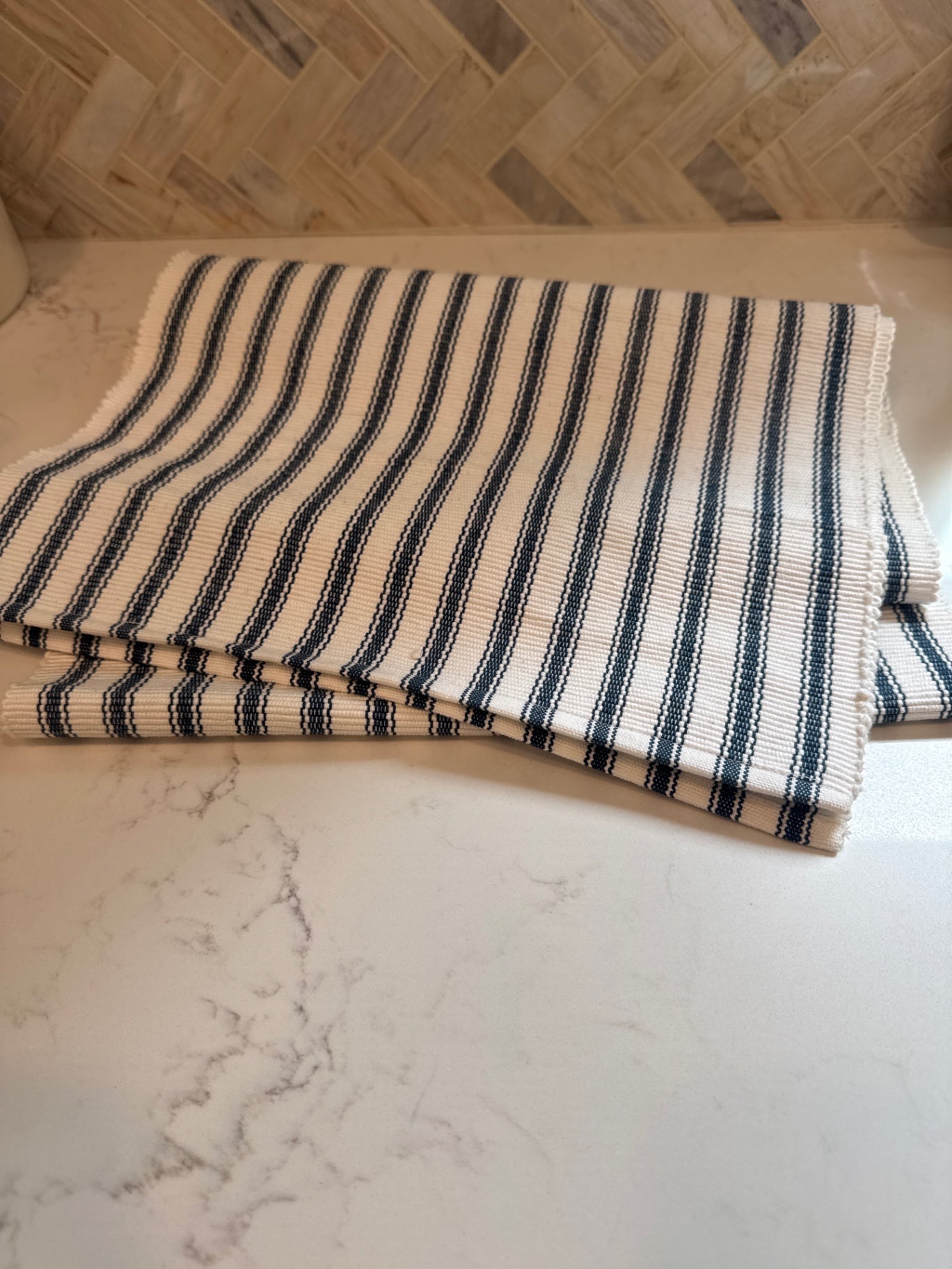 Blue/White Striped Runner 13”x72”