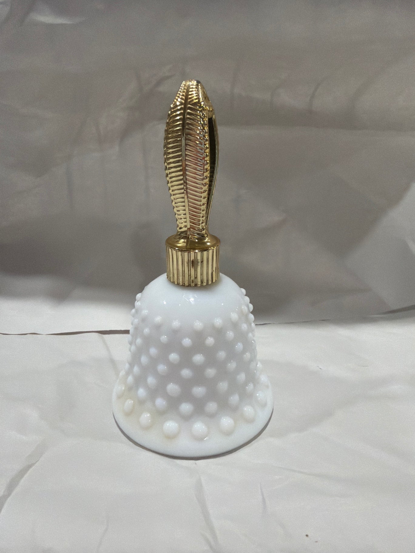 Vintage Avon Knobnail Milk Glass Bell Perfume Bottle with Here's My Heart Perfume