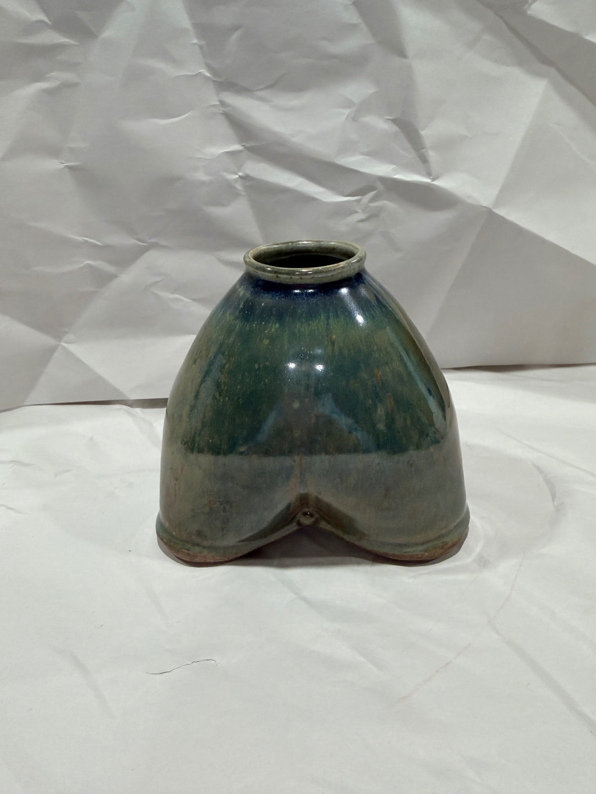 4" Ceramic Green and Brown Glazed Bud Vase