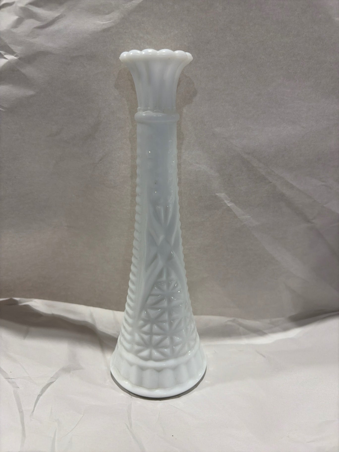 Anchor Hocking Milk Glass Bud Vase “Stars and Bars”