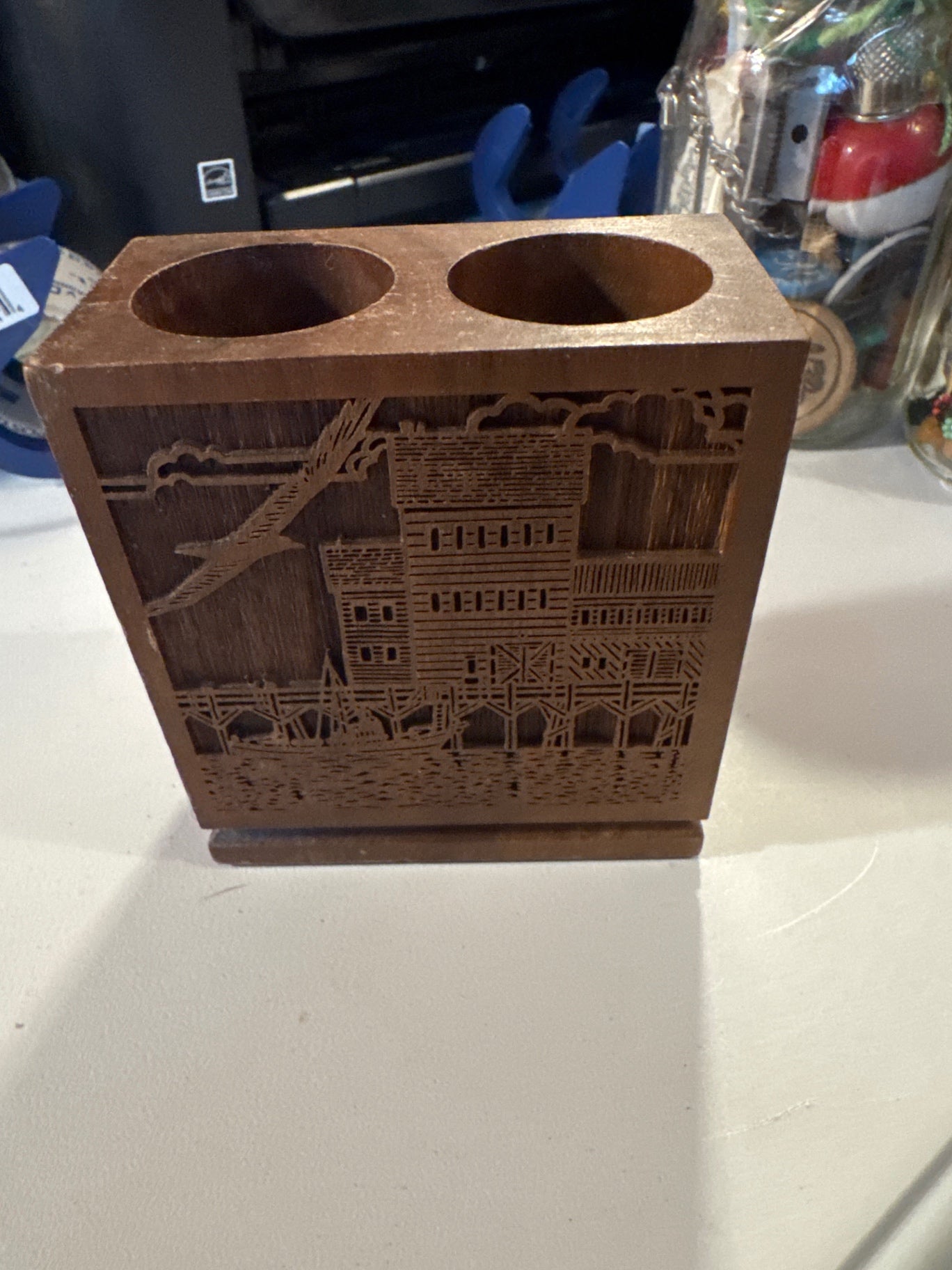Vintage Walnut pencil Holder