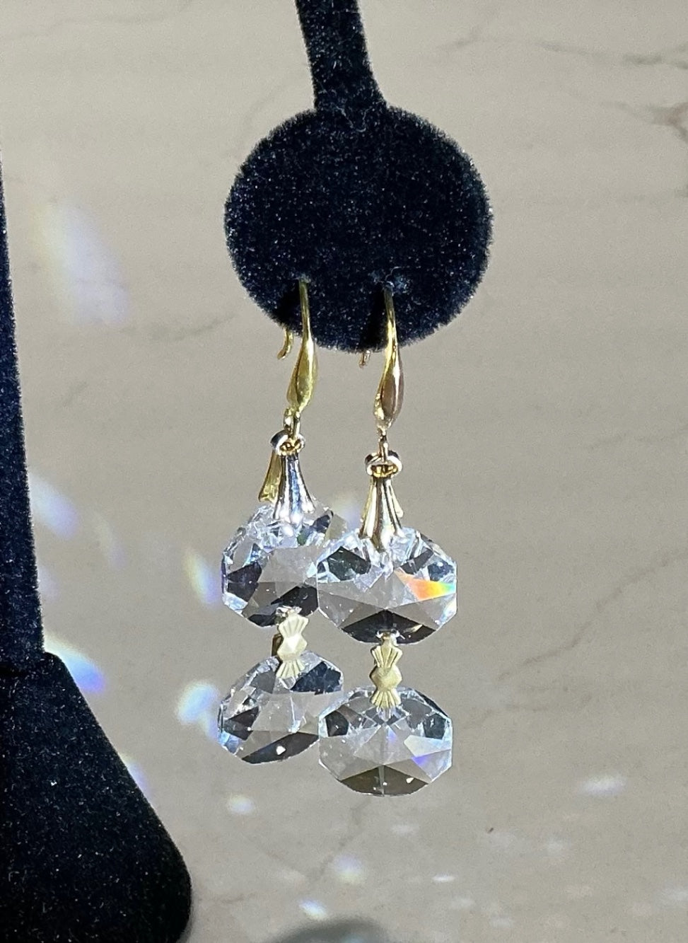 Double Crystal Drop Earrings