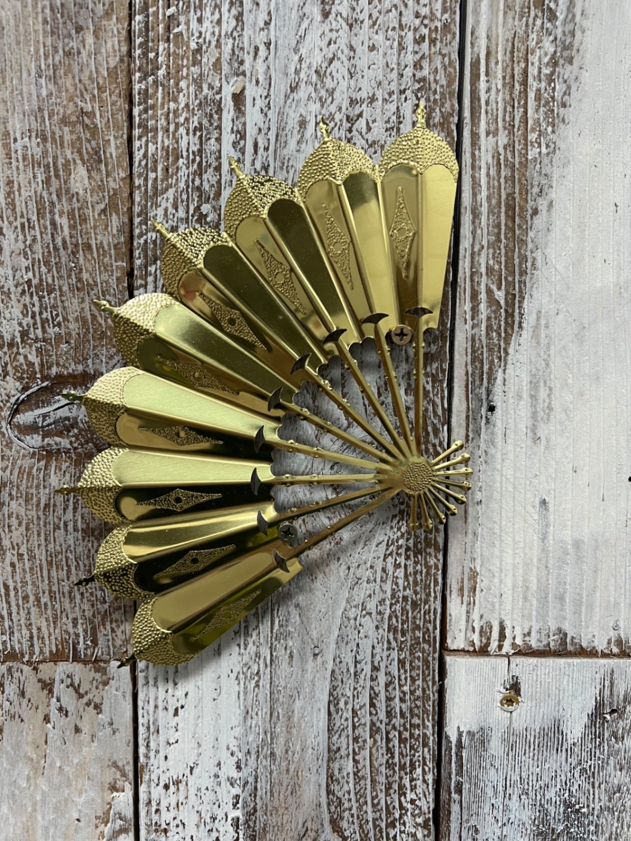 Set of 2 Vintage Homco Gold Fan Wall Hangers