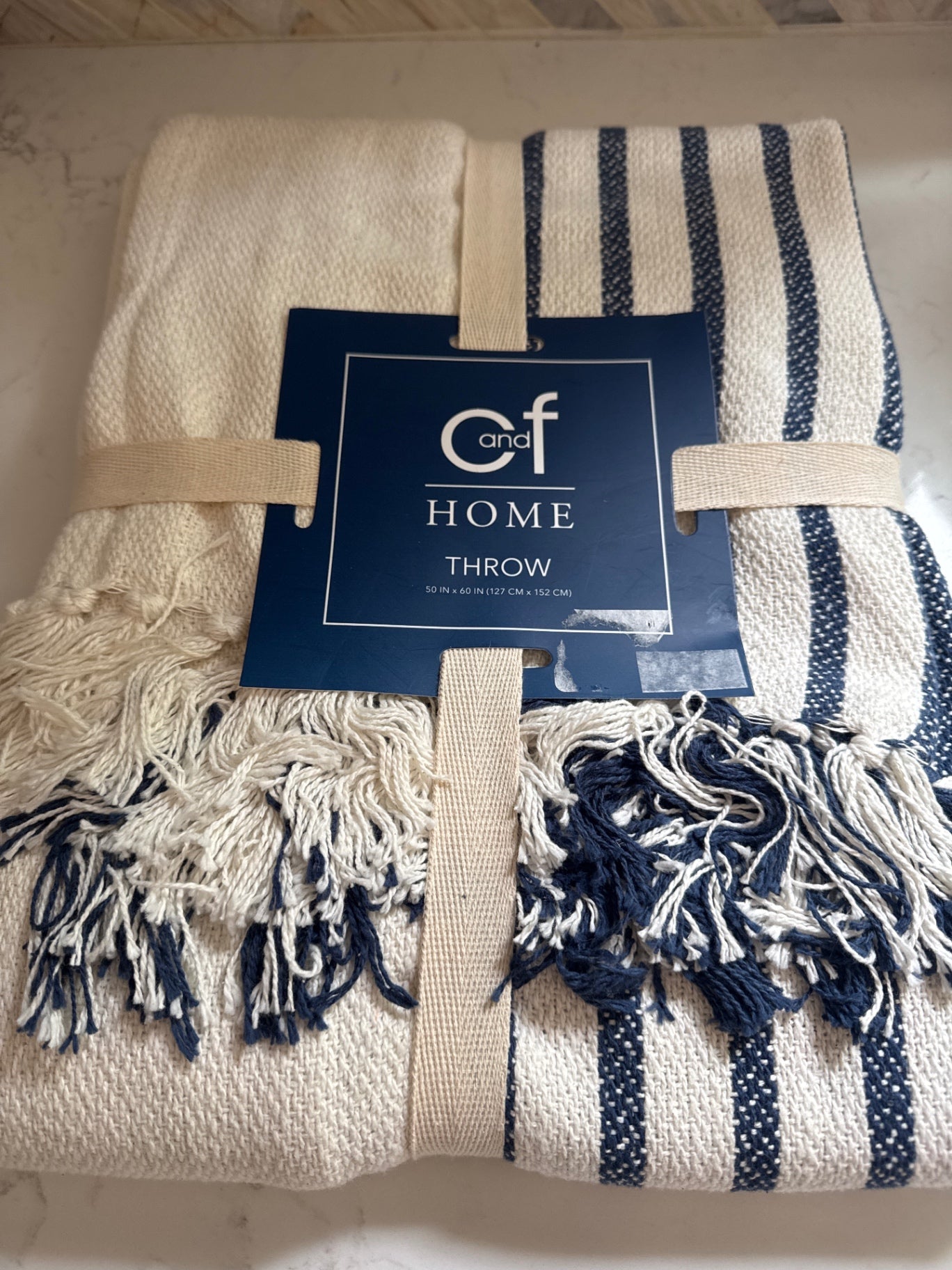Throw Blanket Blue/White Stripe