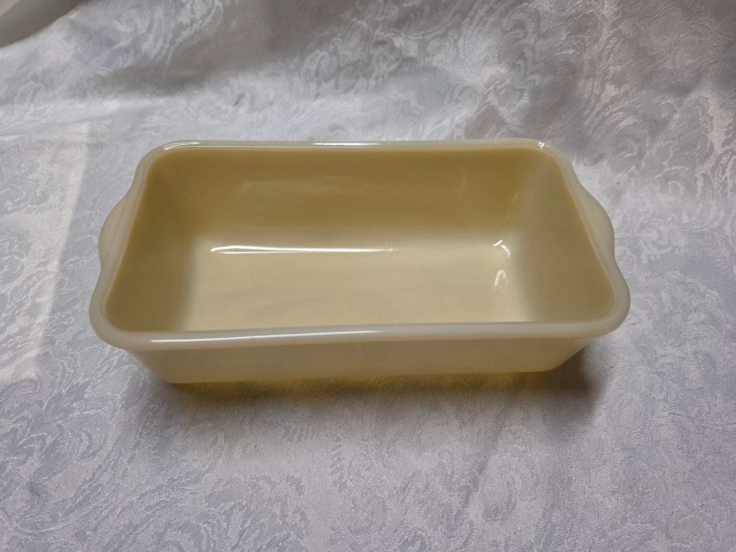 Vintage Early Cream Glass Fire King Oven Glass Loaf Pan/Baking Dish 9x5x2.5 inch