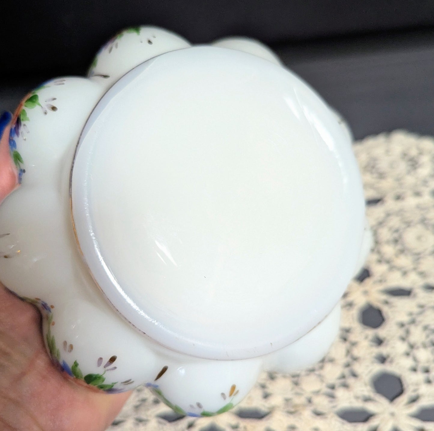 Vtg. Fenton Hand-Painted "Powder Box"