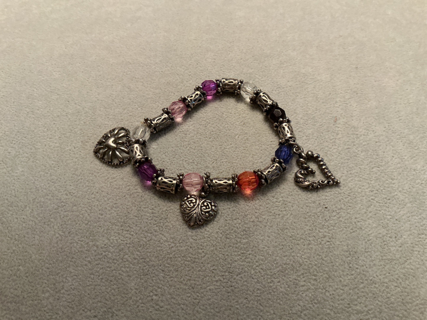 Crystal heart charm bracelet