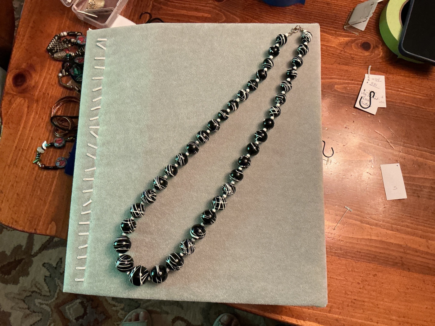 Black and white beaded necklace