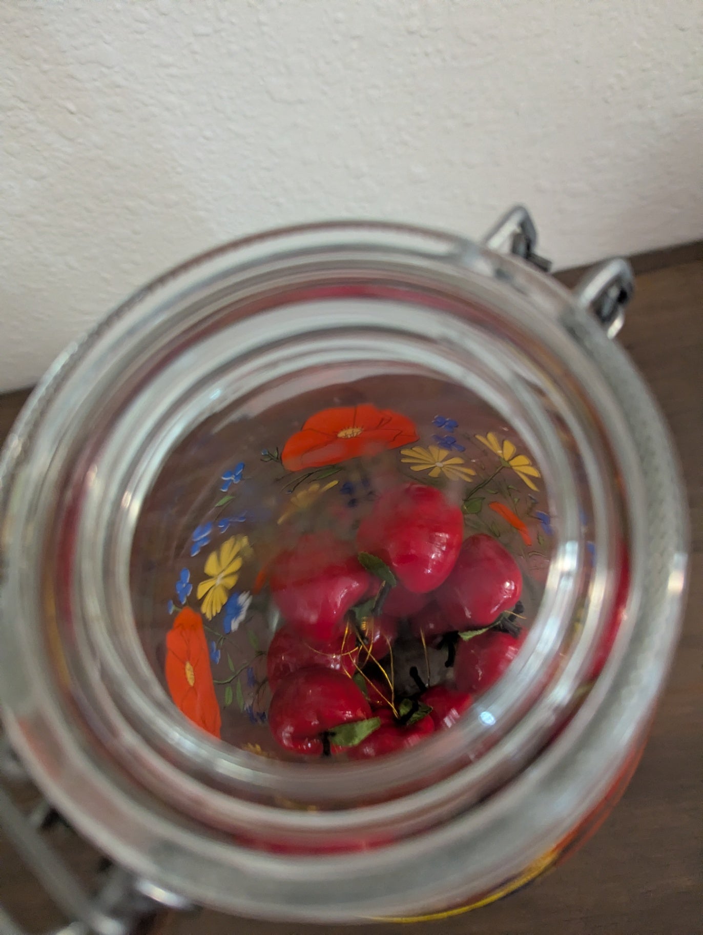 ARC France Glass Canister W/Wildflowers