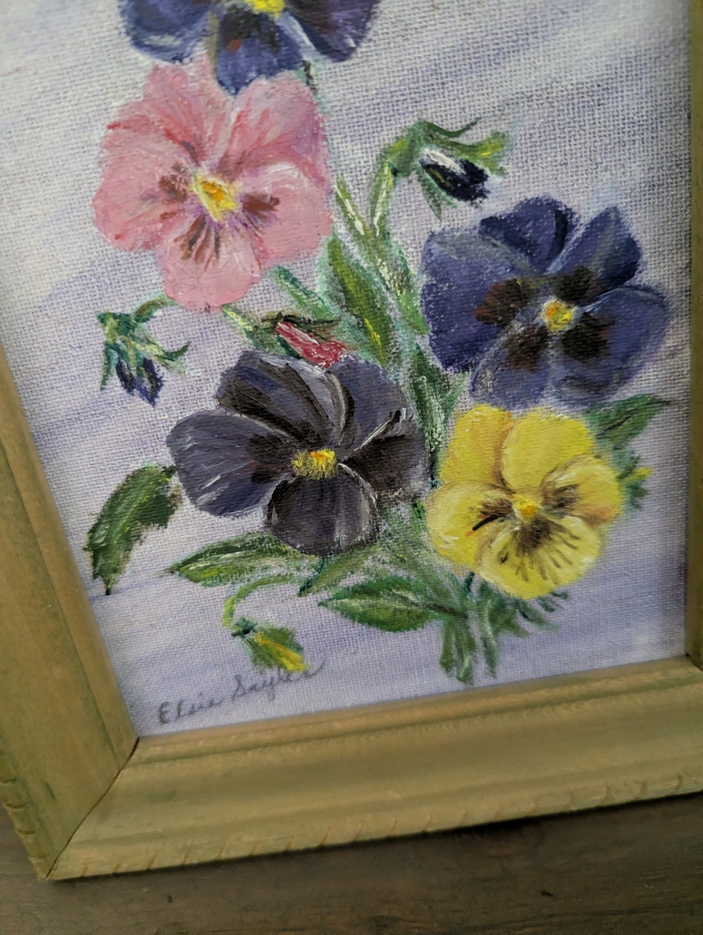 1972 Orig. Oil Painting of Pansies