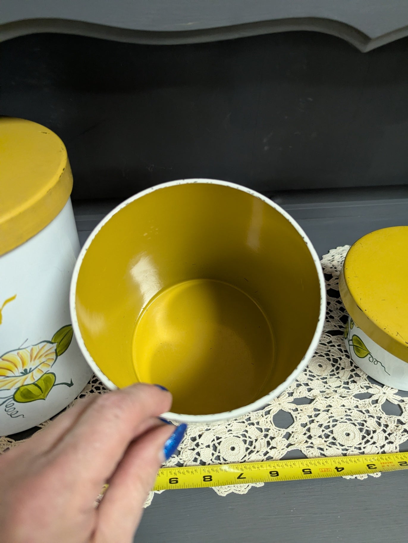 1960's Three Piece Tin Kitchen Canisters