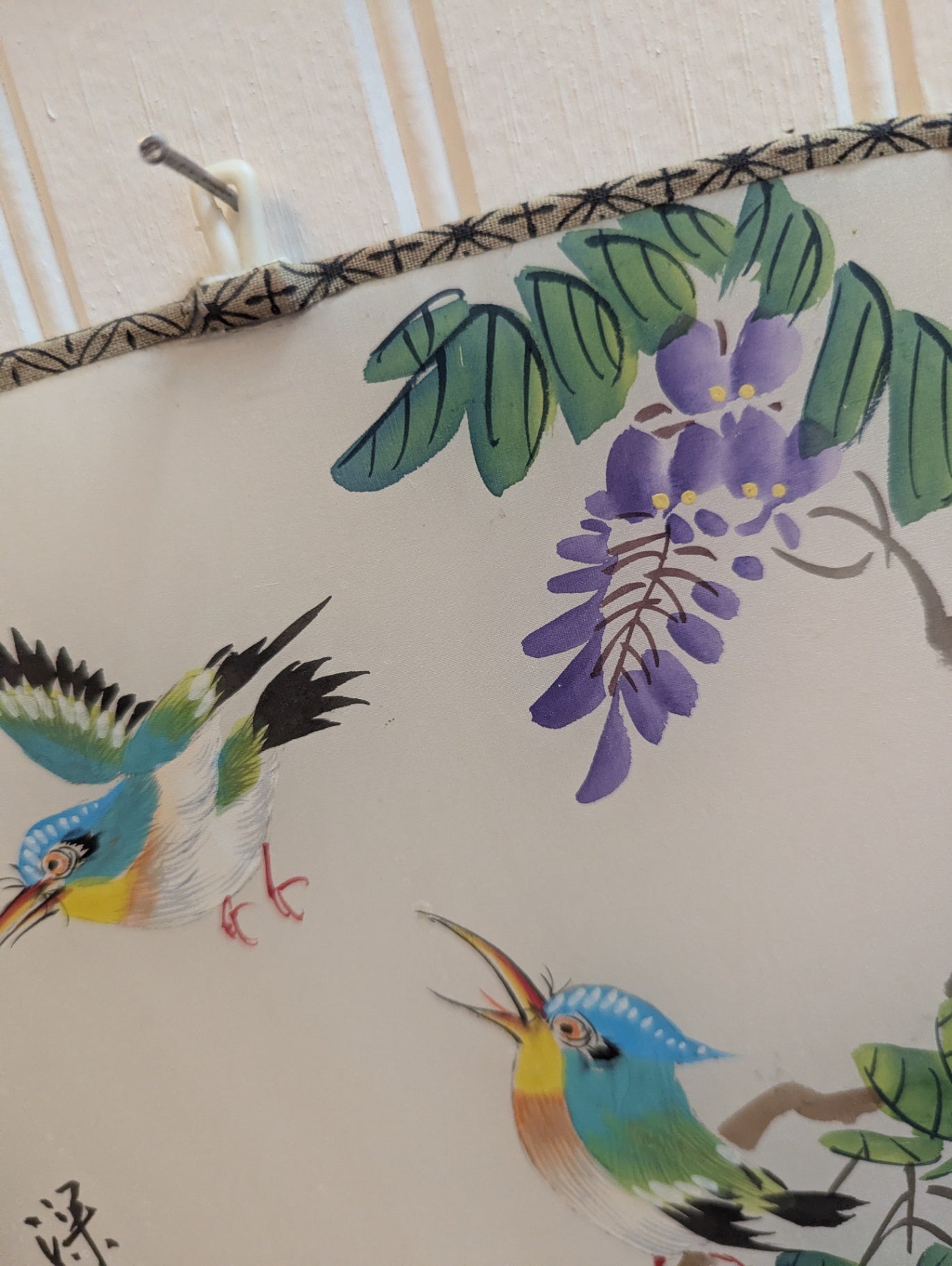 Vtg. Asian Hand-Painted Silk Wall Hangings