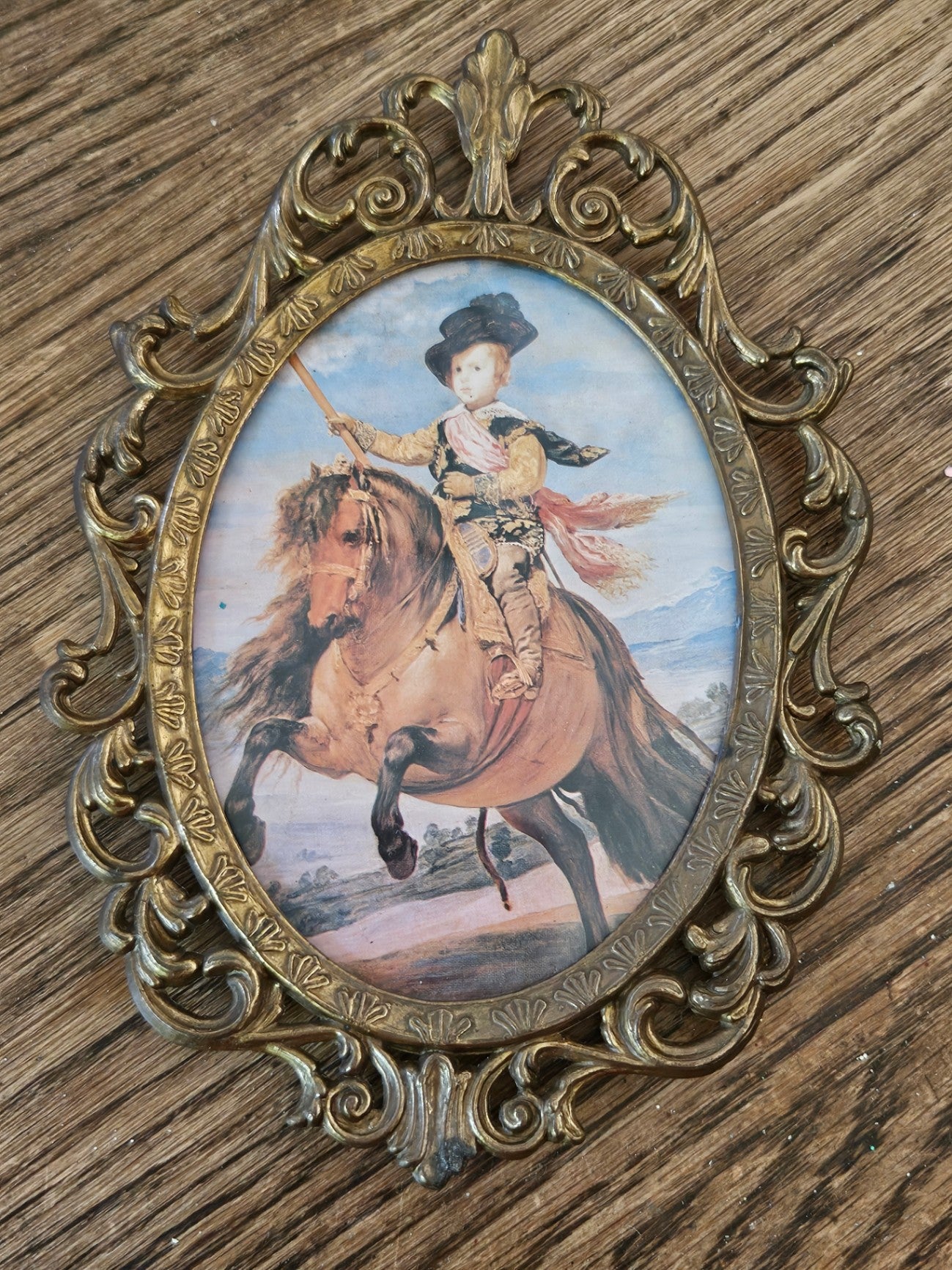Vint Italian framed art print souvenir 7 inch