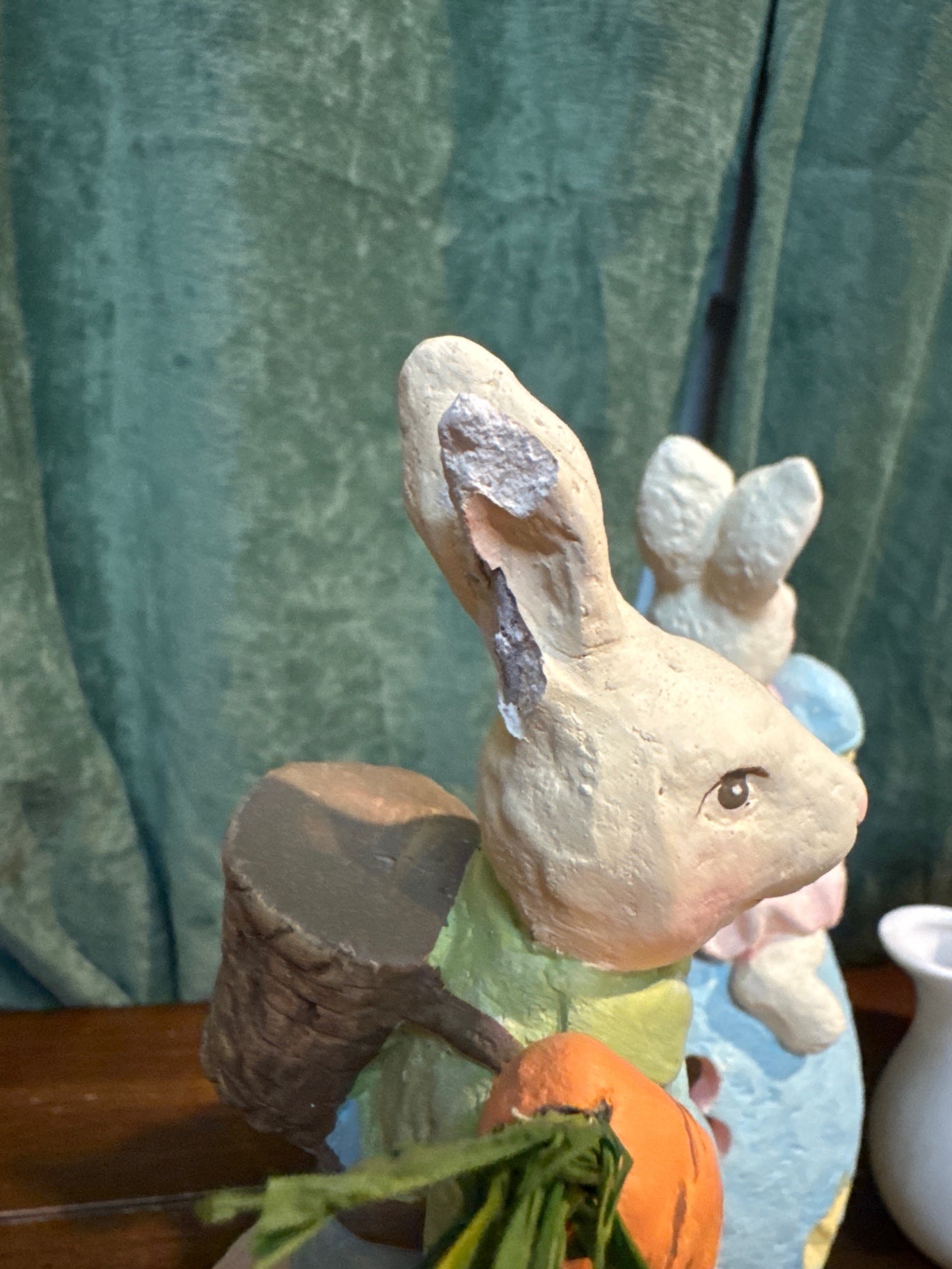 Vintage Resin Easter Bunny Egg Luminaries - set of two