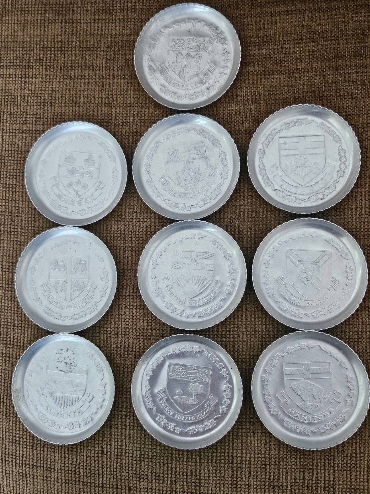 Set of 10 vint coasters Canadian provinces