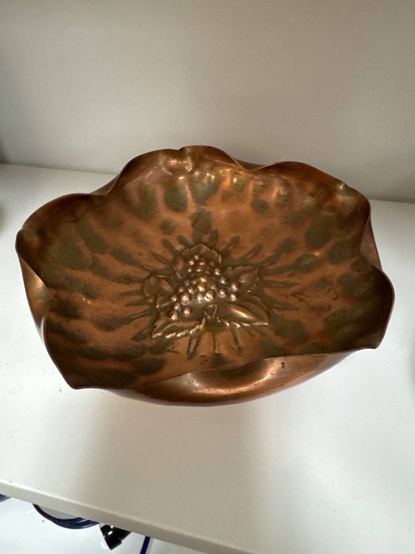 Gregorian hammered copper dish