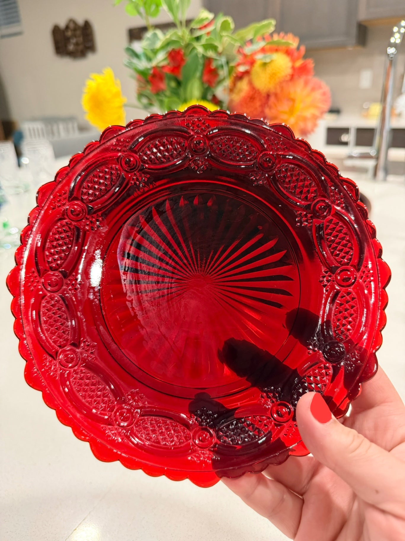 Vintage Avon 1876 Cape Cod Ruby are 7 1/4" Glass Plate