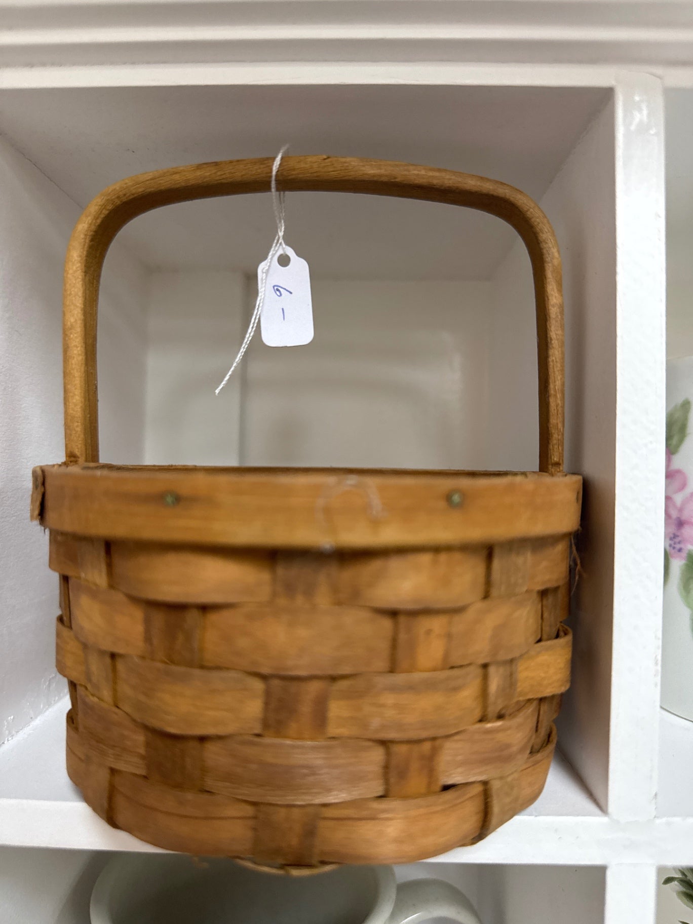 Small split wood handled basket