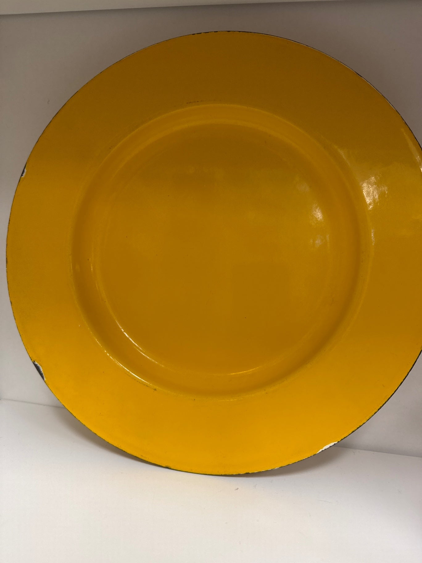 Rare, heavy yellow enamelwere plate