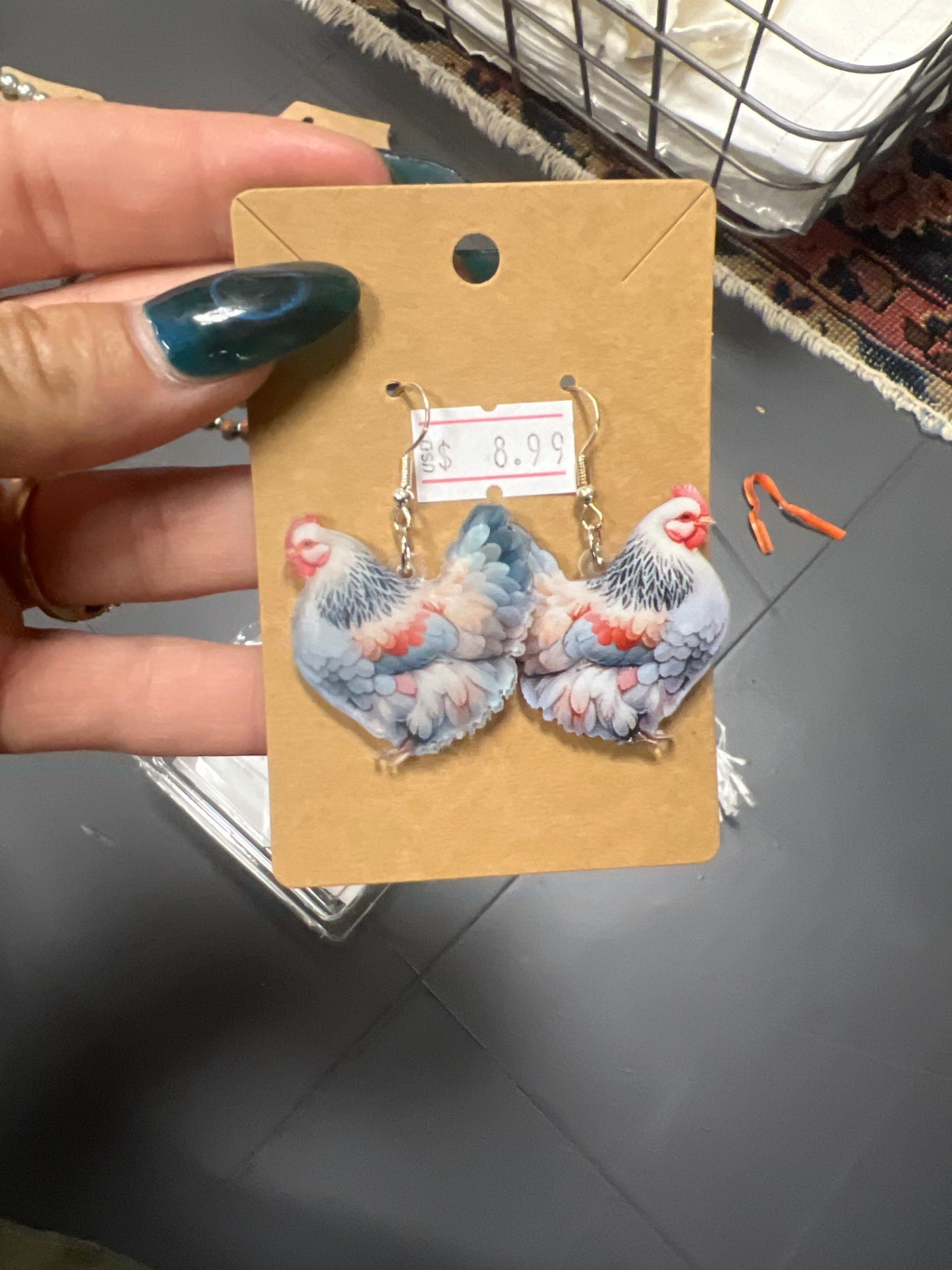 Jewelry chicken earrings