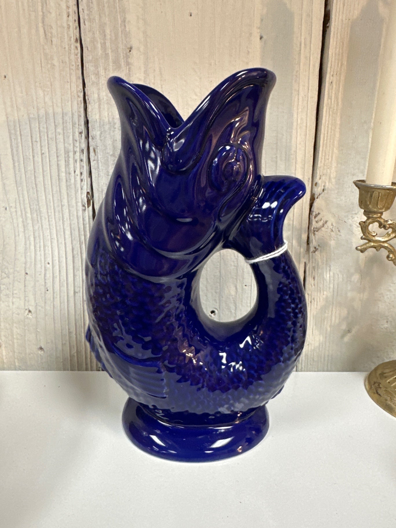 Dartmouth pottery cobalt fish pitcher