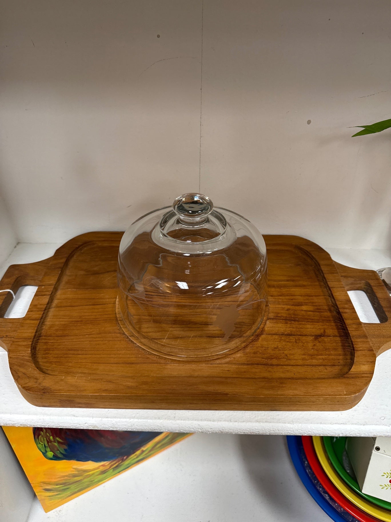 Goodwood teak tray with glass cloche