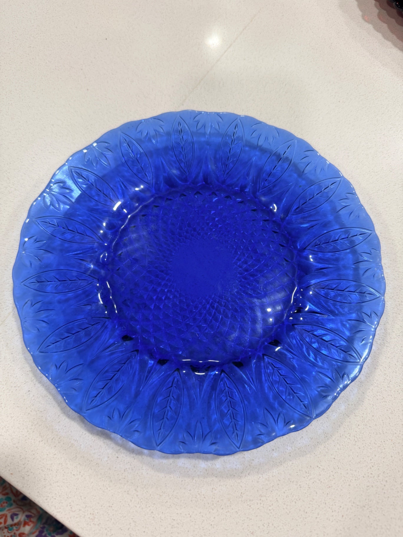 8" Avon Royal Sapphire Cobalt Blue Glass Dessert Plate