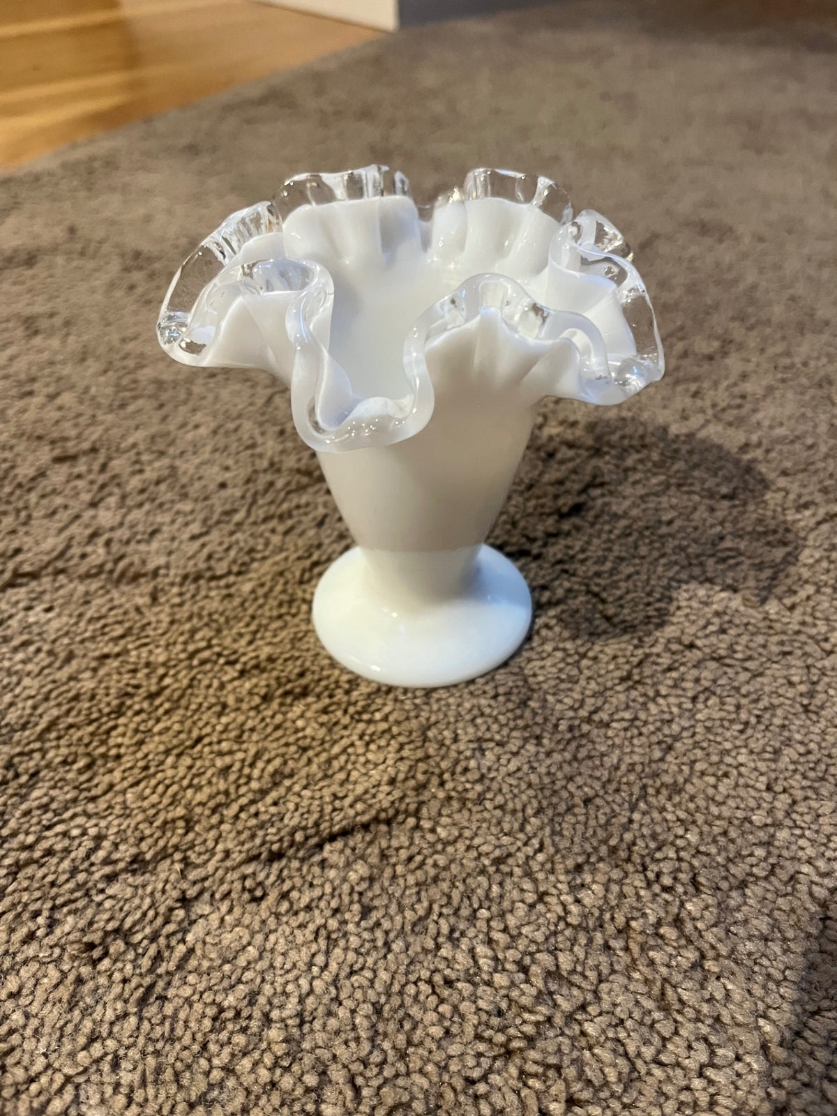 Milk Glass Ruffle Small Vase