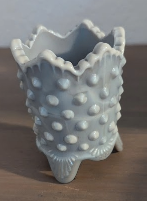 Vtg. Fenton Milk Glass Slag Toothpick Holder (Hobnail)