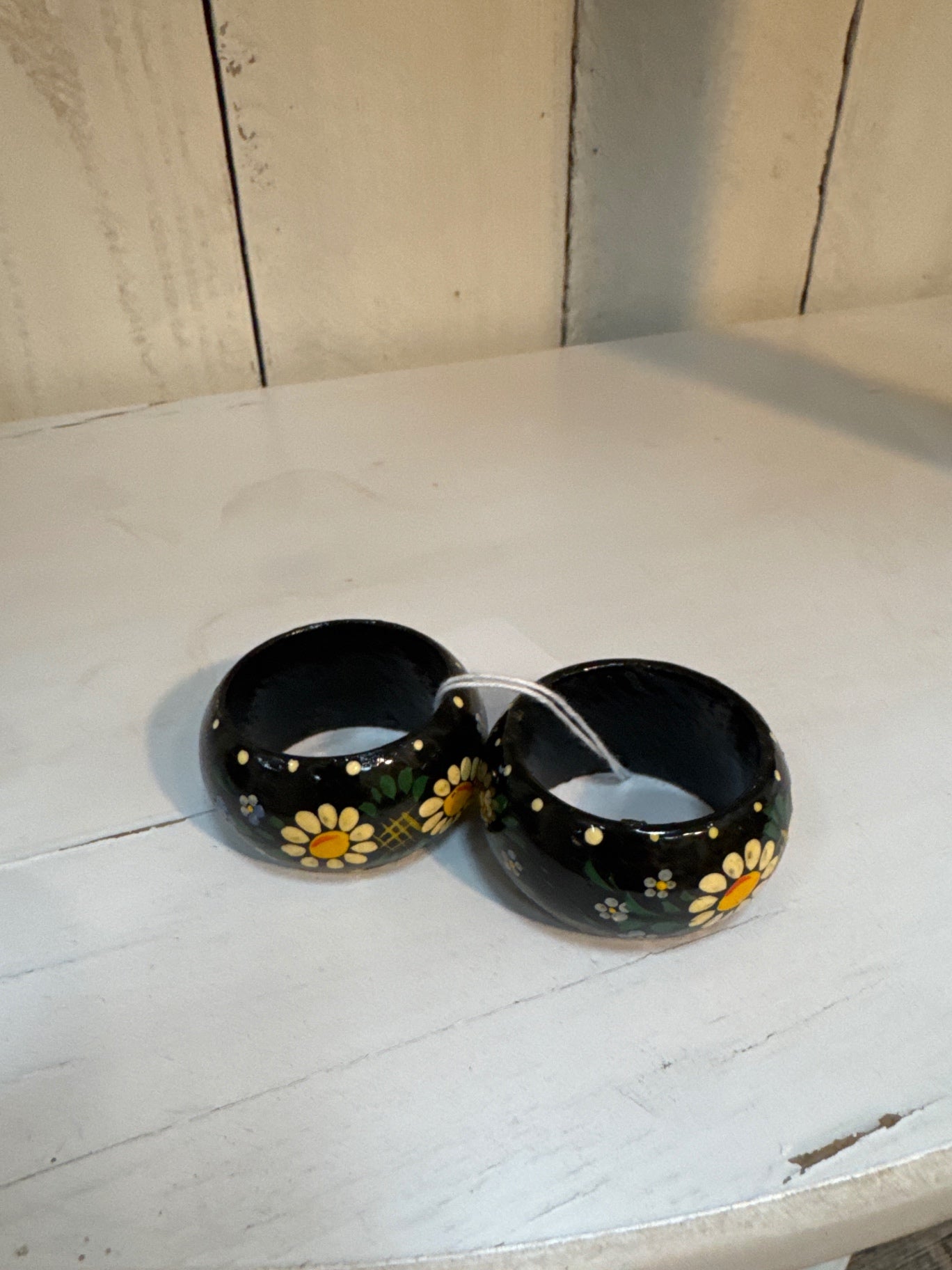 Set of two hand-painted napkin rings